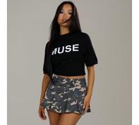 T-shirt corta oversize con grafica "MUSE", scollo a goccia, maglietta casual estiva da club, rave, sexy, adatta per labirinto, aeroporto, vacanze, festival, ritorno a scuola, autunno L,M,S,XL,XSLetter