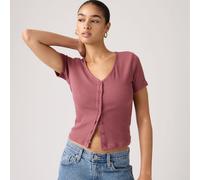 T-shirt corta scollo a V Rosso M Tinta unita