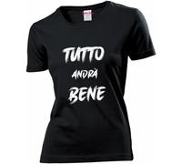 t-shirt cotone donna nera scritta tutto andrà bene idea regalo positivita'