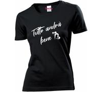 t-shirt cotone donna nera scritta tutto andrà bene idea regalo positivita' cuore