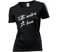 t-shirt cotone donna nera scritta tutto andrà bene regalo positivita' cuore