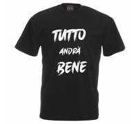 t-shirt cotone uomo donna nera scritta tutto andrà bene regalo positivita'