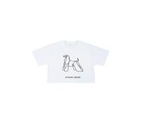 T-shirt Crop corta larga DONNA ORIGAMI DOG AFGHAN HOUND cane DSHIRT Levriero