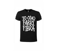 T-Shirt Cult in Cotone Naturale con Stampa: io odio Fabri Fibra (M, Nero)