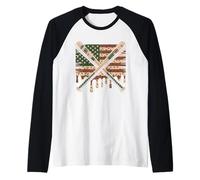 T-Shirt da Baseball Drip Camo - Bandiera USA Baseball Patriottica Maglia con Maniche Raglan