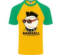 T-Shirt Da Baseball Punk Rocker Da Uomo A Maniche Corte