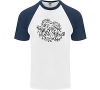 T-Shirt Da Baseball S/S Con Simbolo Valknut Dei Vichinghi E Corvi