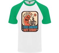 T-Shirt Da Baseball S/S Divertente Per Uomini BBQ Smokin Hot Oggi