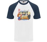 T-Shirt Da Baseball S/S Per Uomini Con Amici Chibi Anime Che Bevono Birra