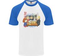 T-Shirt Da Baseball S/S Per Uomini Con Amici Chibi Anime Che Bevono Birra