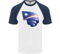 T-Shirt Da Baseball S/S Per Uomini Con Bandiera Curva Delle Isole Marshall