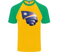 T-Shirt Da Baseball S/S Per Uomini Con Bandiera Curva Delle Isole Marshall