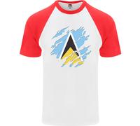 T-Shirt Da Baseball S/S Per Uomini Con Bandiera Di Saint Lucia E Lucian Day