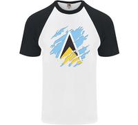 T-Shirt Da Baseball S/S Per Uomini Con Bandiera Di Saint Lucia E Lucian Day