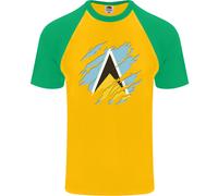 T-Shirt Da Baseball S/S Per Uomini Con Bandiera Di Saint Lucia E Lucian Day