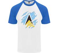 T-Shirt Da Baseball S/S Per Uomini Con Bandiera Di Saint Lucia E Lucian Day