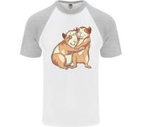 T-Shirt Da Baseball S/S Per Uomini Con Porcellini D'India Che Si Abbracciano