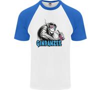 T-Shirt Da Baseball S/S Per Uomini Con Scimmia Bevitrice Di Gin Divertente