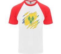 T-Shirt Da Baseball S/S Per Uomo Con Bandiera Di Saint Vincent E Grenadine