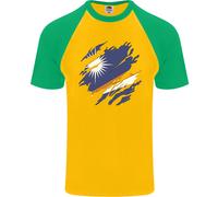 T-Shirt Da Baseball S/S Per Uomo Della Bandiera Di Torn Marshall Islands