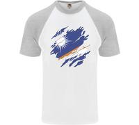 T-Shirt Da Baseball S/S Per Uomo Della Bandiera Di Torn Marshall Islands