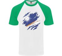 T-Shirt Da Baseball S/S Per Uomo Della Bandiera Di Torn Marshall Islands