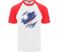 T-Shirt Da Baseball S/S Per Uomo Della Bandiera Di Torn Marshall Islands