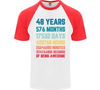 T-Shirt Da Baseball S/S Per Uomo Di 48 Anni Per Il 48° Compleanno