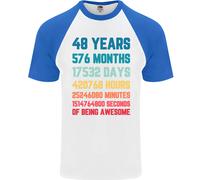 T-Shirt Da Baseball S/S Per Uomo Di 48 Anni Per Il 48° Compleanno