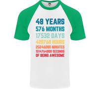 T-Shirt Da Baseball S/S Per Uomo Di 48 Anni Per Il 48° Compleanno
