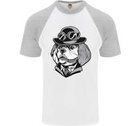 T-Shirt Da Baseball S/S Per Uomo King Charles Spaniel Cavalier Steampunk