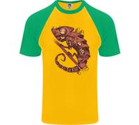 T-Shirt Da Baseball Steampunk Chameleon Iguana Rettili Lucertola Uomo S/S