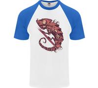 T-Shirt Da Baseball Steampunk Chameleon Iguana Rettili Lucertola Uomo S/S