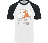 T-Shirt Da Baseball Uomo Corgi Che Dorme S/S