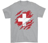 T-Shirt Da Calcio Per Uomini Con Bandiera Della Svizzera 100% Cotone