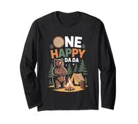 T-Shirt da Campeggio One Happy Dada Camper Daddy First Birthday Maglia a Manica