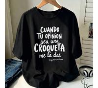 T-shirt da donna 100% cotone, su misura, oversize, con slogan e disegni personalizzati, t-shirt nera a maniche corte, adatta per la primavera e l'estate tutto l'anno, nuovo arrivo, abbigliamento sport