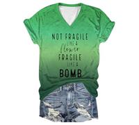 T-shirt da donna 2025 Not Fragile Like A Flower Fragile Like A Bomb T-shirt per le donne Lettera Uscire Loose Fit Top da corsa Maglietta estiva con scollo a V Casual Trendy Confortevole Estate 2025