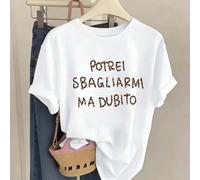 T-shirt da donna a maniche corte 100% cotone, con slogan personalizzato, taglie forti, nuovi modelli per la primavera/estate e per tutto l'anno, abbigliamento sportivo da donna, top bianco a maniche c