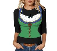 T-shirt da donna a maniche corte con scollo rotondo con divertente stampa Oktoberfest, design comodo e ampio, per feste della birra, incontri casual, atti teatrali e riunioni di festa, Nero , XL