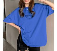 T-shirt da donna a maniche corte con spalle scoperte e stampa di testo "Thousand MASTERPIECES OF LABORER", t-shirt estiva oversize stile preppy L,M,S,XL,XSLettere,sloganTessuto