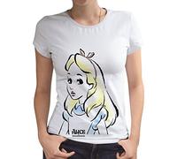 T-Shirt da Donna Alice in Wonderland Disney in Cotone Bianco
