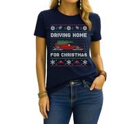 T-shirt da donna Chris Rea - Driving Home for Christmas Ferrari | Ugly Christmas Christmas, blu navy, 3XL