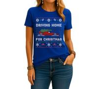 T-shirt da donna Chris Rea - Driving Home for Christmas Ferrari | Ugly Christmas Christmas, Blu, XXL