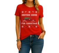 T-shirt da donna Chris Rea - Driving Home for Christmas Ferrari | Ugly Christmas Christmas, Colore: rosso, XL