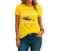 T-shirt da donna Chris Rea - Driving Home for Christmas Ferrari | Ugly Christmas Christmas, giallo., XL
