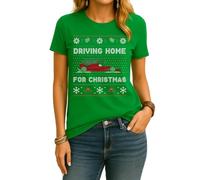 T-shirt da donna Chris Rea - Driving Home for Christmas Ferrari | Ugly Christmas Christmas, verde, XXL