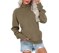 T-shirt da donna con collo a lupetto 2025 top alla moda felpa girocollo in pile con camicie a maniche lunghe pullover maglioni carini top per interni ed esterni regali di Natale, bronzo, XXL