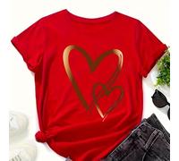 T-shirt da donna con grafica a cuore carino a maniche corte girocollo vestibilità regolare camicetta per adolescenti ragazze estate casual t-shirt basic top
