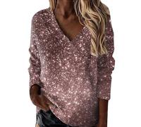 T-Shirt da Donna con Paillettes Scintillanti a Maniche Lunghe Magliette Scintillante Camicia Maglia Eleganti Comoda Confortevole Maglione Taglie Forti Casual Top per Feste e Serate 2025